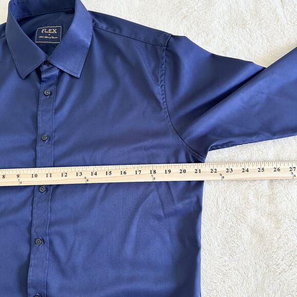 Flex Dress Shirt Mens Size M Navy Blue Luxury Collection Designed in Italy - Picture 8 of 10